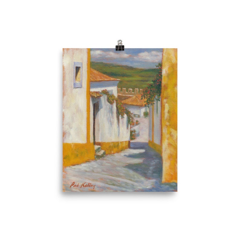 Obidos, Village in Portugal. Art Print from Original Oil Painting by Pat Kelley. Travel Art, Landscape, Cottage Decor, Impressionist Art image 4