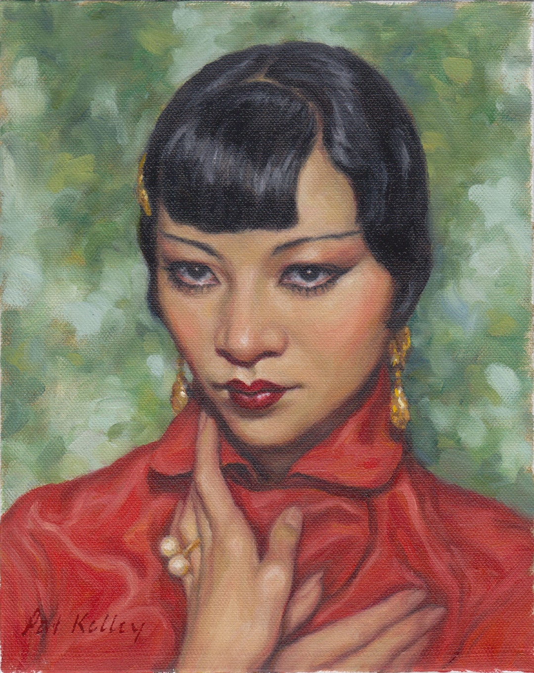 Anna May Wong Portrait, Art Print From Original Oil Painting by Pat Kelley. Art Deco, Vintage
