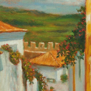 Obidos, Village in Portugal. Art Print from Original Oil Painting by Pat Kelley. Travel Art, Landscape, Cottage Decor, Impressionist Art image 2