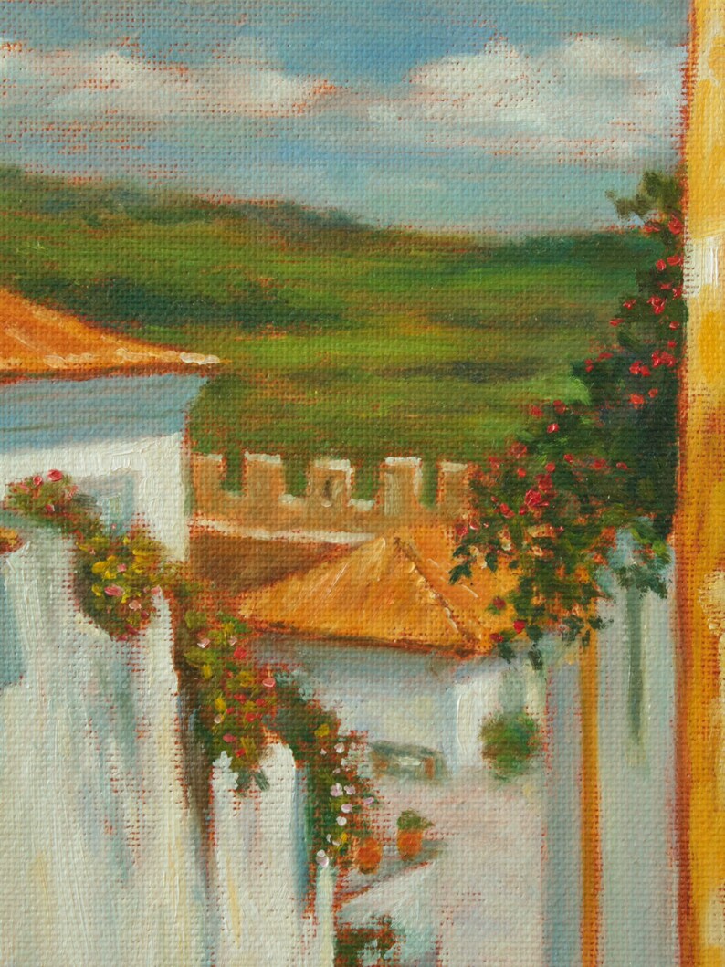 Obidos, Village in Portugal. Art Print from Original Oil Painting by Pat Kelley. Travel Art, Landscape, Cottage Decor, Impressionist Art image 2