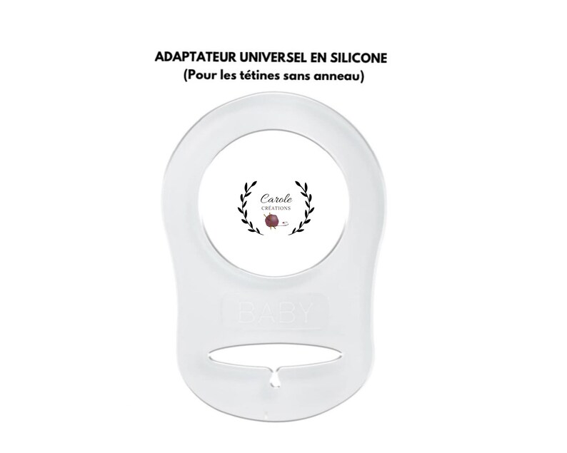 Attache tétine personnalisé en silicone lettre prénom, clip et motif, perle ronde et lentille modèle CHIEN, beige rouge et gris image 3