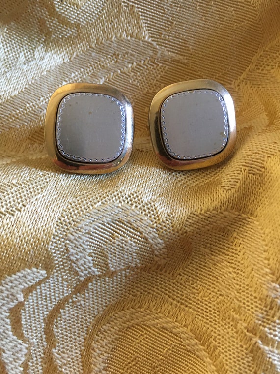 Vintage MCM ANSON Cuff Links mixed Metal Squares W