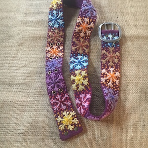 Jenny Krauss Handcrafted Snowflake Wool Belt with Silver Buckle Size Small SNOW Society Unisex Snowflake Belt Buckle - Stylish  main image 3