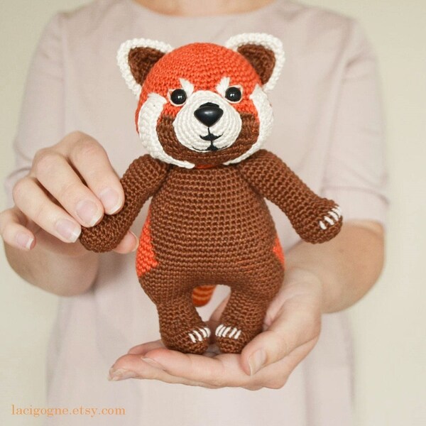 Cuddle-sized Red Panda crochet pattern - Crochet animal pattern - Sammy the red panda stuffed toy - Nursery decor