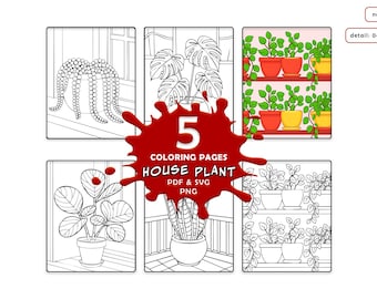 Bundel kamerplanten kleurplaten | Kamerplanten Botanische Bladeren | Digitale pdf, SVG, PNG | Afdrukbare muurkunst | Afdrukbare kleurboeken