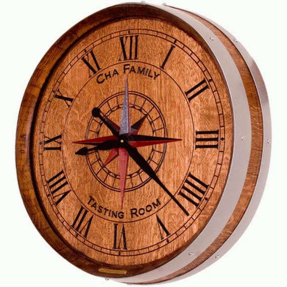 Personalized Wine Barrel Clock Wine Country Style Barrel Decor Etsy