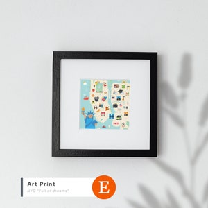 NYC "Full of dreams" Map Poster Art print Manhattan Brooklyn Queens