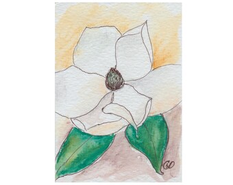 Magnolia I - Watercolor ACEO Original