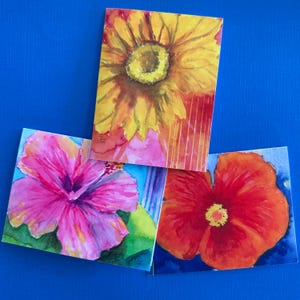 Art Notecard Prints | Bright and Tropical Flowers | Multi Pack Set of Three