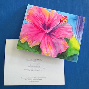 Art Notecard Prints | Pink Hibiscus| Set of 3
