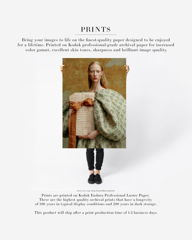 Sidonie shown as a large unframed fine art paper print held by a person to demonstrate approximate artwork size and portrait scale.
