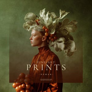 Rowan | Botanical Portrait Print, Leaf Crown Woman, Rust Green Large Statement Wall Art bild 11