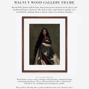Zuri | Fine Art Portrait Print, Dark Skinned Woman Wall Art, Green Crane Artwork, Moody Figurative Art, Designer Wall Decor Walnut Wood w/ Matte