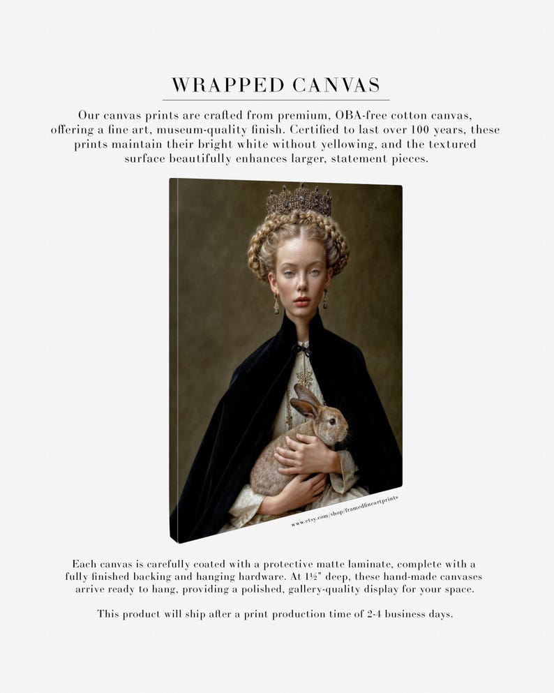 Eira crowned woman portrait displayed as wrapped canvas wall art with deep gallery edge