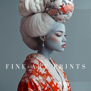Aisuru - Japanese Geisha Futuristic Fine-Art Framed Print | Modern Asian Female Portrait | Unique Contemporary Eclectic Home Decor Wall Art
