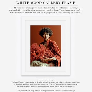 Kavya coral portrait displayed in white wood gallery frame with white mat