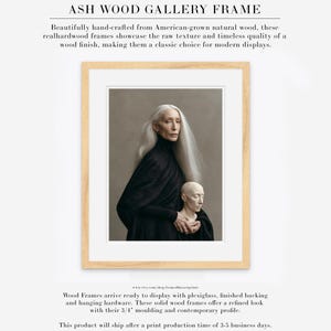 Astera | Surreal Portrait Print, Silver Hair Woman With Sculpture, Large Statement Wall Art Ash Wood w/ Matte