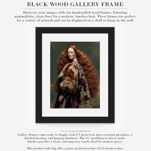 Cressida red-haired woman portrait displayed with a white mat in a clean black wood gallery frame.