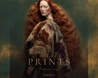 Cressida | Fine Art Portrait Print, Red Haired Woman Wall Art, Large Statement Art, Framed Portrait, Old World Modern Decor