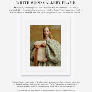 Sidonie female portrait displayed in a white wood gallery frame with white matting and a softly weathered ochre and sage color palette.