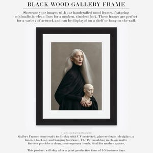 Astera | Surreal Portrait Print, Silver Hair Woman With Sculpture, Large Statement Wall Art Black w/ Matte