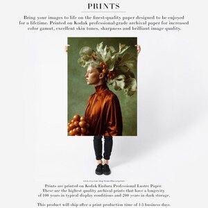Rowan | Botanical Portrait Print, Leaf Crown Woman, Rust Green Large Statement Wall Art Print Only