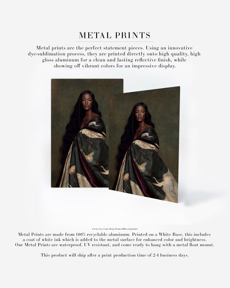 Zuri | Fine Art Portrait Print, Dark Skinned Woman Wall Art, Green Crane Artwork, Moody Figurative Art, Designer Wall Decor Metal Print
