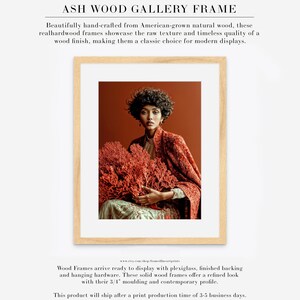 Kavya coral portrait displayed in ash wood gallery frame with white mat