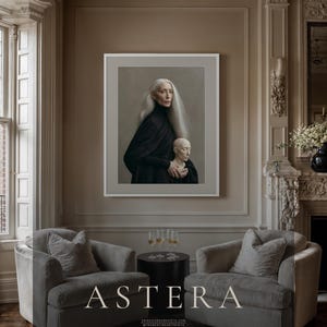 Astera | Surreal Portrait Print, Silver Hair Woman With Sculpture, Large Statement Wall Art imagen 2
