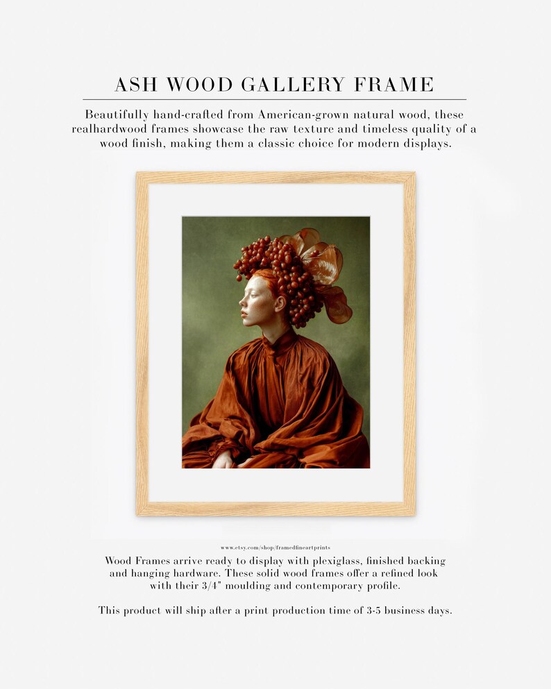 fine art portrait print displayed in ash wood gallery frame with museum matting