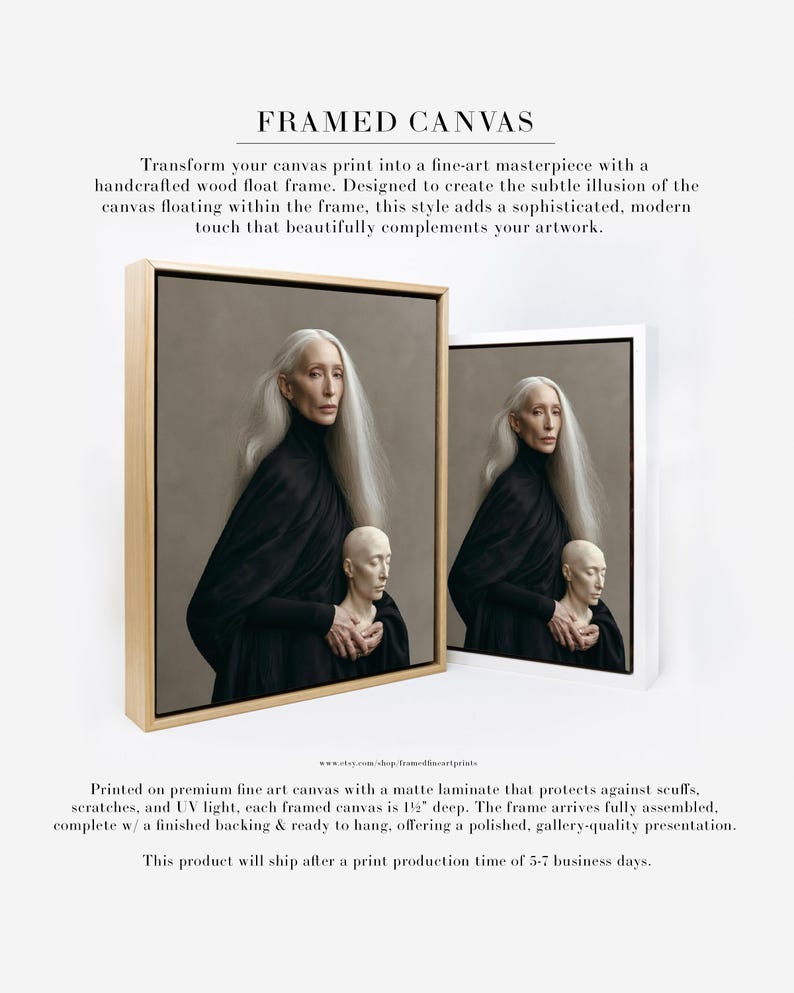 Astera | Surreal Portrait Print, Silver Hair Woman With Sculpture, Large Statement Wall Art imagen 8