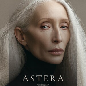 Astera | Surreal Portrait Print, Silver Hair Woman With Sculpture, Large Statement Wall Art imagen 3