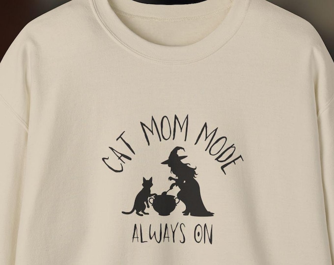 Cat Mom Halloween Sweatshirt, Graphic Pullover, Witchy Vibes