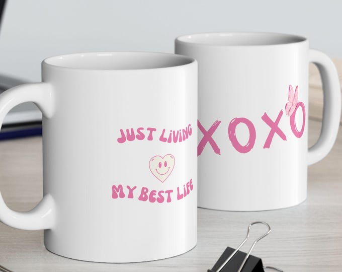 Fun Pink Ceramic Mug with 'XOXO' - Perfect Gift for Friends, Coffee Lovers, Valentine's Day, Birthdays, or Just Because