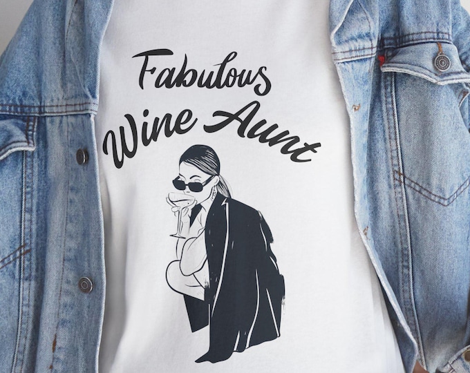 Fabulous Wine Aunt Unisex Heavy Cotton Tee - Perfect Gift for Wine Lovers
