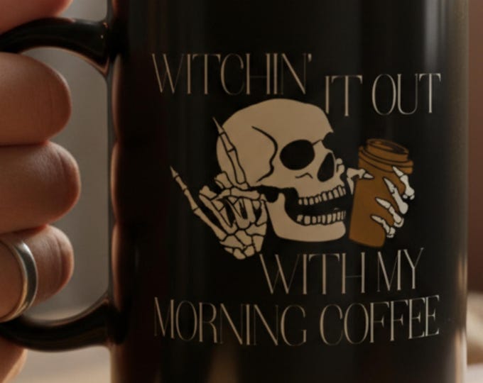 Coffee Mug , Gothic Style Drinkware, Witchy Gift For Her, Black Cup