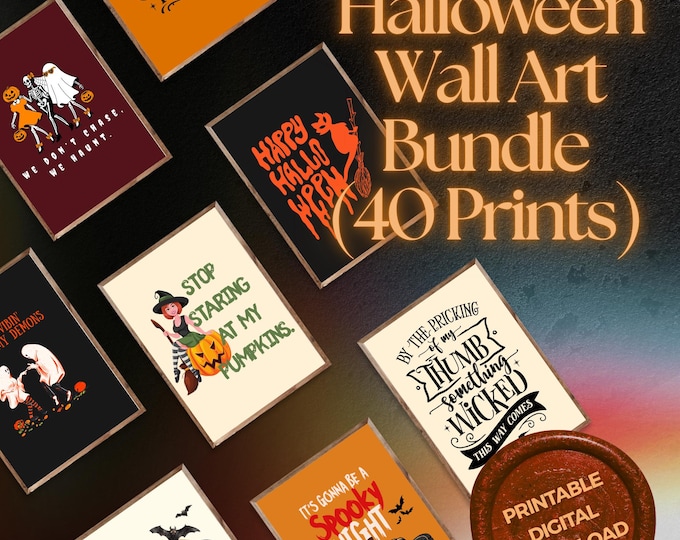 Funny Spooky Halloween Wall Art, Home Decor, Bundle Digital Download