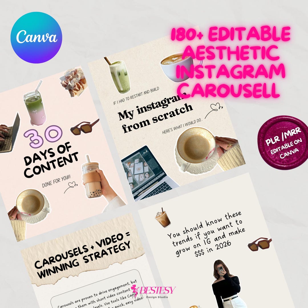 Editable 180+ Instagram Carousel Canva Templates, PLR&MRR, Digital ...
