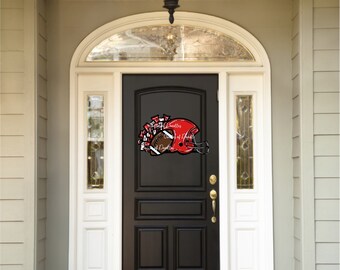 TEMPLATE Football Door Hanger, instant download pdf pattern. Pom Pom. helmet, cheer college team, pro sports, fall, READ DESCRIPTION.