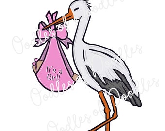 TEMPLATE Baby Girl Stork Door Hanger Baby shower, hospital door, birth announcement, diy It's a girl Pretty, bow. READ DESCRIPTION!