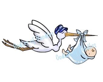 TEMPLATE Cute Stork Door Hanger Baby shower, hospital door, birth announcement, It's a girl boy, newborn pdf outline. READ DESCRIPTION!