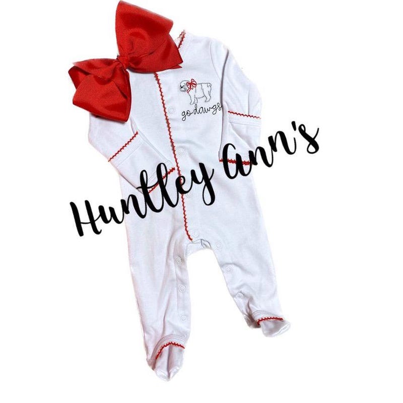 Baby Boy Footie With Blue Trim