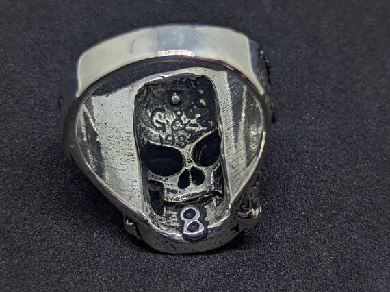 Vintage G &S Skull Snake Biker Ring, Vintage Bike… - image 4