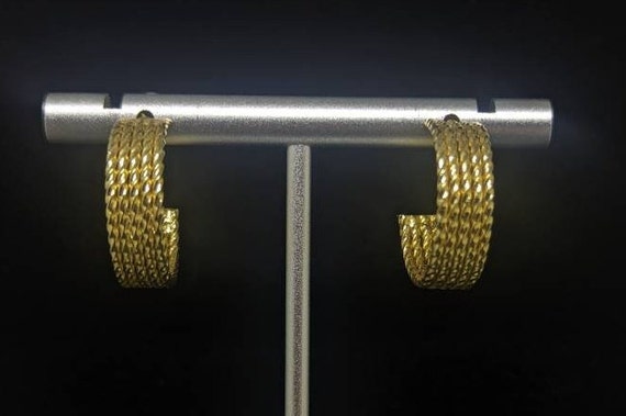 Woven Braided Hoop Earrings, Vintage Braided Hoop… - image 2