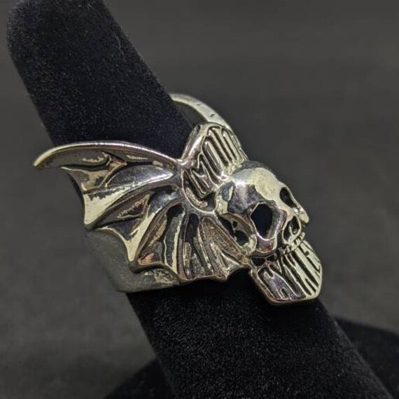 Skull Shield Biker Ring, Vintage G&S Biker Ring, … - image 2