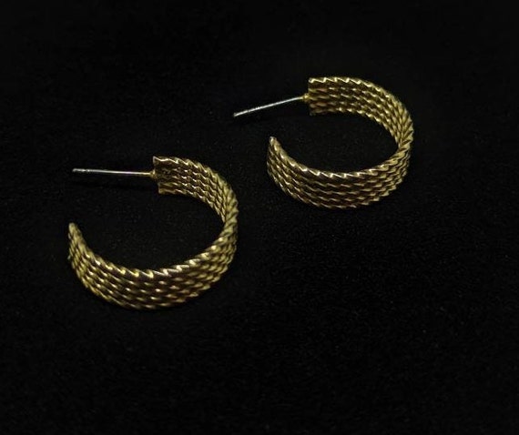 Woven Braided Hoop Earrings, Vintage Braided Hoop… - image 3