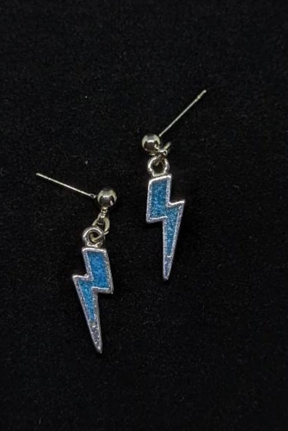 Vintage 1970s lightning bolt earrings with turquoi