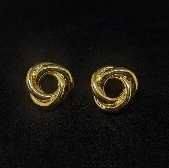 Gold-Plated Knot Earrings, Vintage Gold Plated St… - image 3