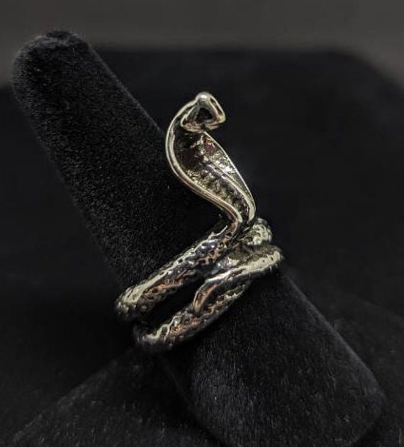 Vintage Cobra ring Bronze Rhodium Plated ring, Va… - image 1