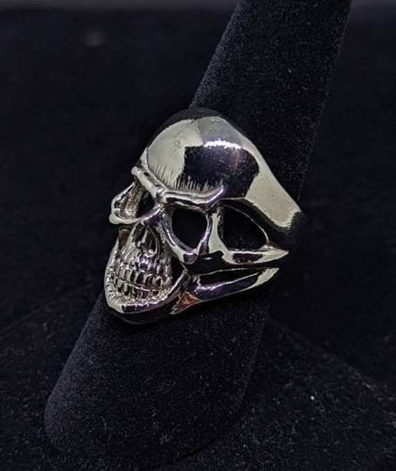 Skull Biker Ring, Vintage Skull Biker Ring, Gothic